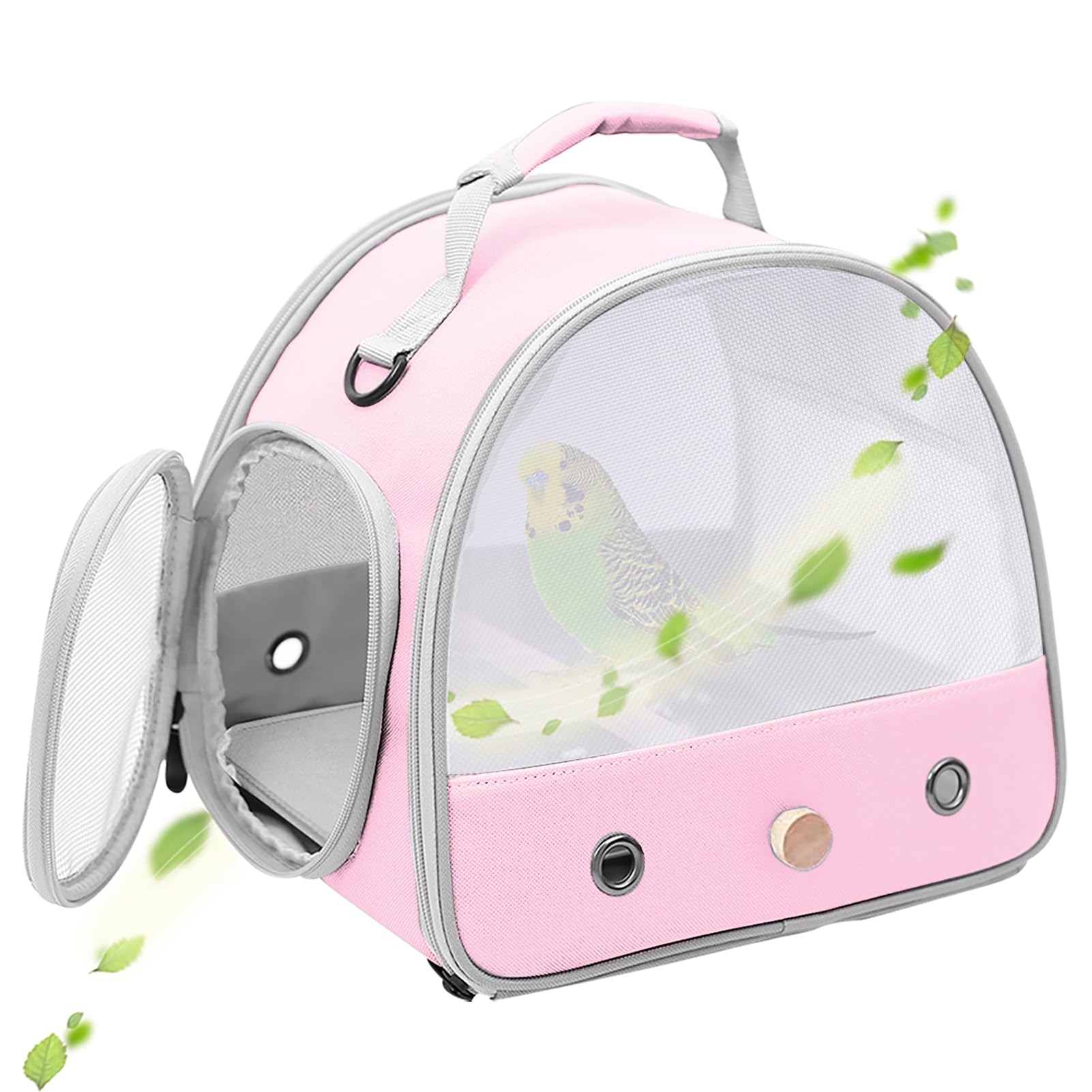 Bird Carrier, Portable Small Bird Parrot Parakeet Carrier with Standing Perch and Stainless Steel Tray, Side Access Window Collapsible