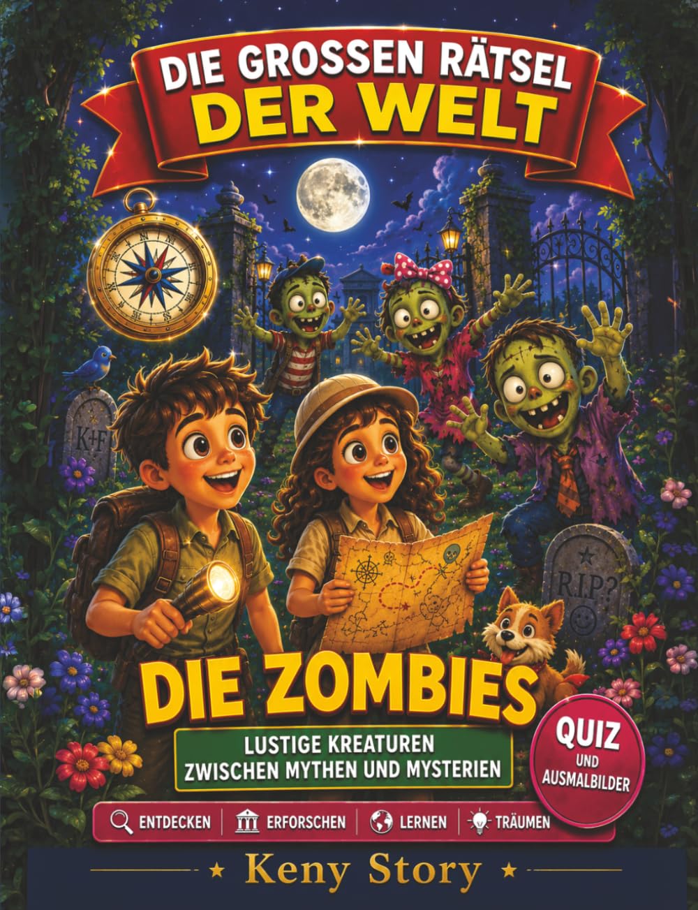 Die Zombies: Die wahre Geschichte hinter dem Geheimnis: Voodoo-Legenden, haitianische Zombies, japanische Yūrei, Wiedergänger, uralte Magie, geheimnisvolle Kreaturen, Quiz und Malbuch für Kinder