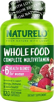 NATURELO Whole Food Multivitamin for Women - with Vitamins, Minerals, Organic Extracts - Supplement for Energy and Heart Health - Non GMO - 120 Vegan Capsules