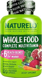 NATURELO Whole Food Multivitamin for Women - with Vitamins, Minerals, & Organic Extracts - Supplement for Energy and Heart Health - Non GMO - 120 Vegan Capsules