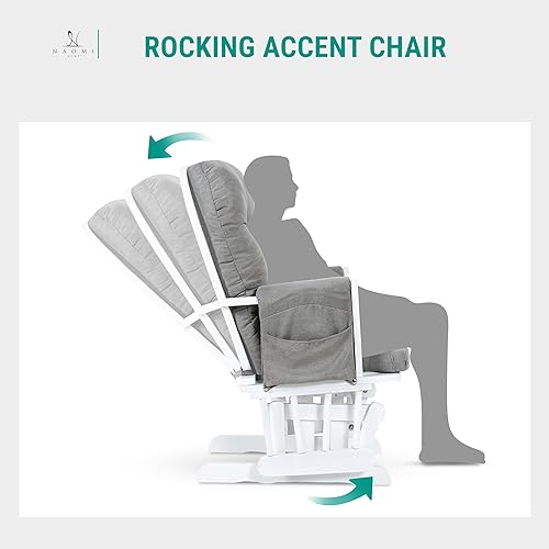 Miniatura 22 de Juego de mecedora y otomana para guardería, mecedora reclinable con otomana, silla mecedora para lactancia materna para habitación de bebé, Espresso