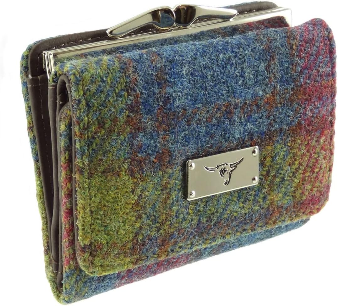 Harris Tweed Unst Small Purse in Black Watch Wallet Birthday Gift (Multi Colour Tartan)