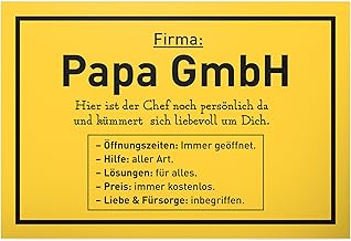 Firma Papa GmbH - Sign - Birthday Gift Dad Craftsman Gift Father's Day - Birthday Christmas Father Father's Day Gift DIY Funny Gift Idea 30 x 20 cm