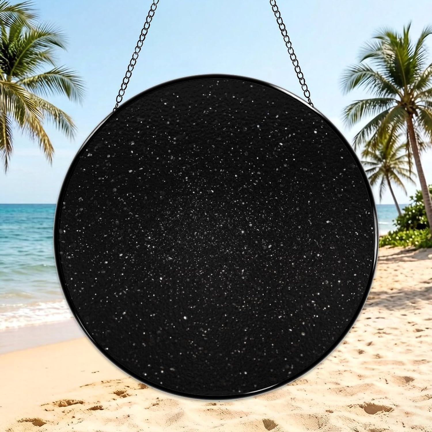 Black Glitter Stained Glass Suncatcher for Garden, Window Hanging image 3