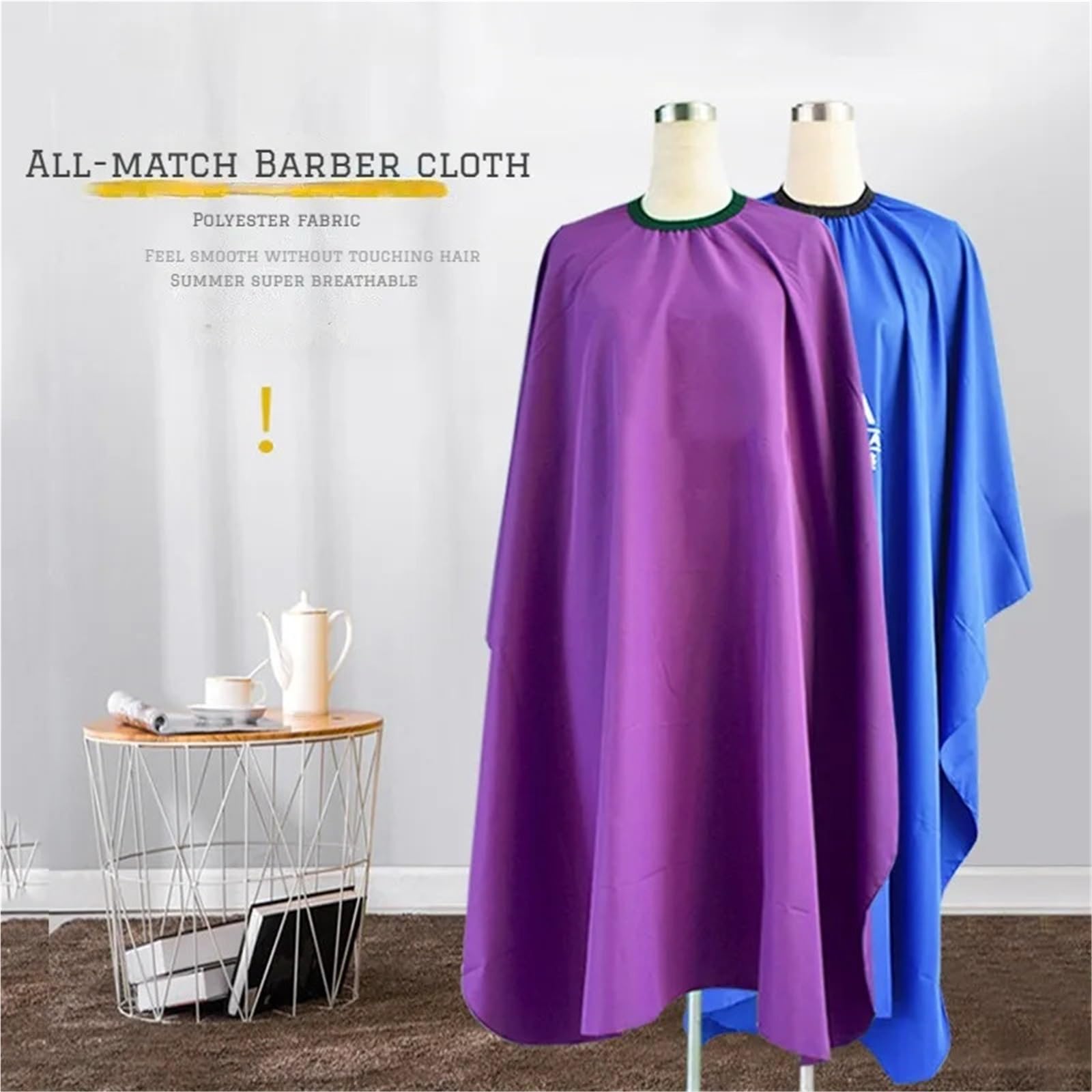 Capa Peluqueria Bata de Corte de Pelo de 140x120cm, Capa for Vestido de barbería, Corte de Pelo, Herramientas de Tela Impermeables, Capa for Vestido de peluquería, Delantal(Blue,5pcs)