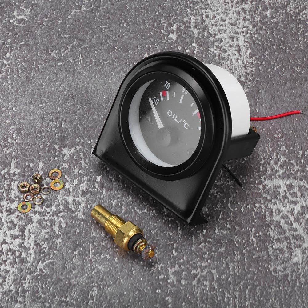 Jauge de température d'huile de 52 mm, jauge de température d'huile de pointeur de voiture de lumière LED de 2 pouces 50-150 ℃