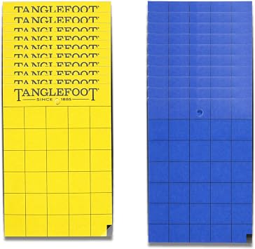 Tanglefoot Sticky Tangle-Trap Cards 20 Pack - 4"x6" Double-Sided Yellow & Blue Hanging Traps for Garden, Plants & Greenhouse Use