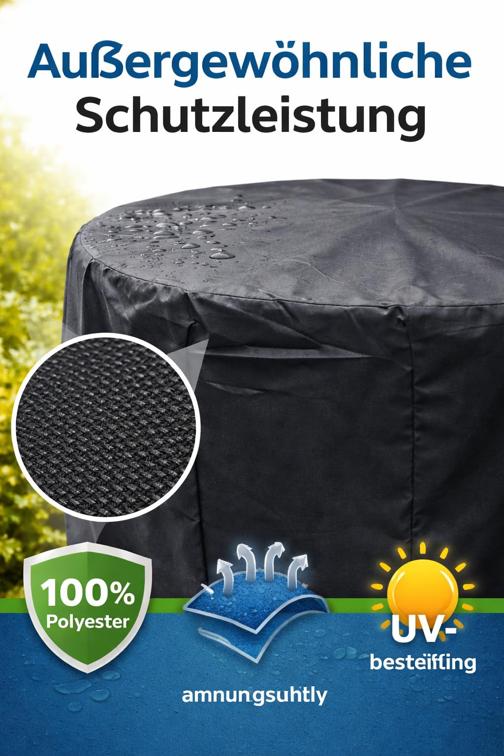Housse de Barbecue Ronde en Polyester Grande Taille Ø90×120 cm – imperméable, Anti-UV et Anti-poussière, protège Votre Grill - 5