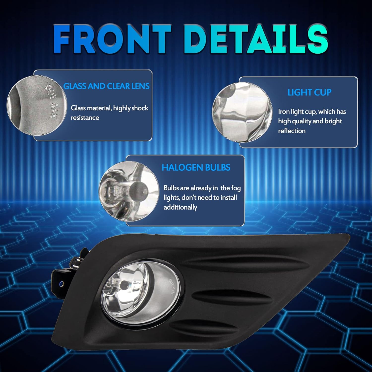 Fog Lights Lamps Replacement for 2016 2017 2018 Nissan Altima Fog Light Compatible with H11 12V 55W Bulbs Switch and Wiring Kit - Image 4