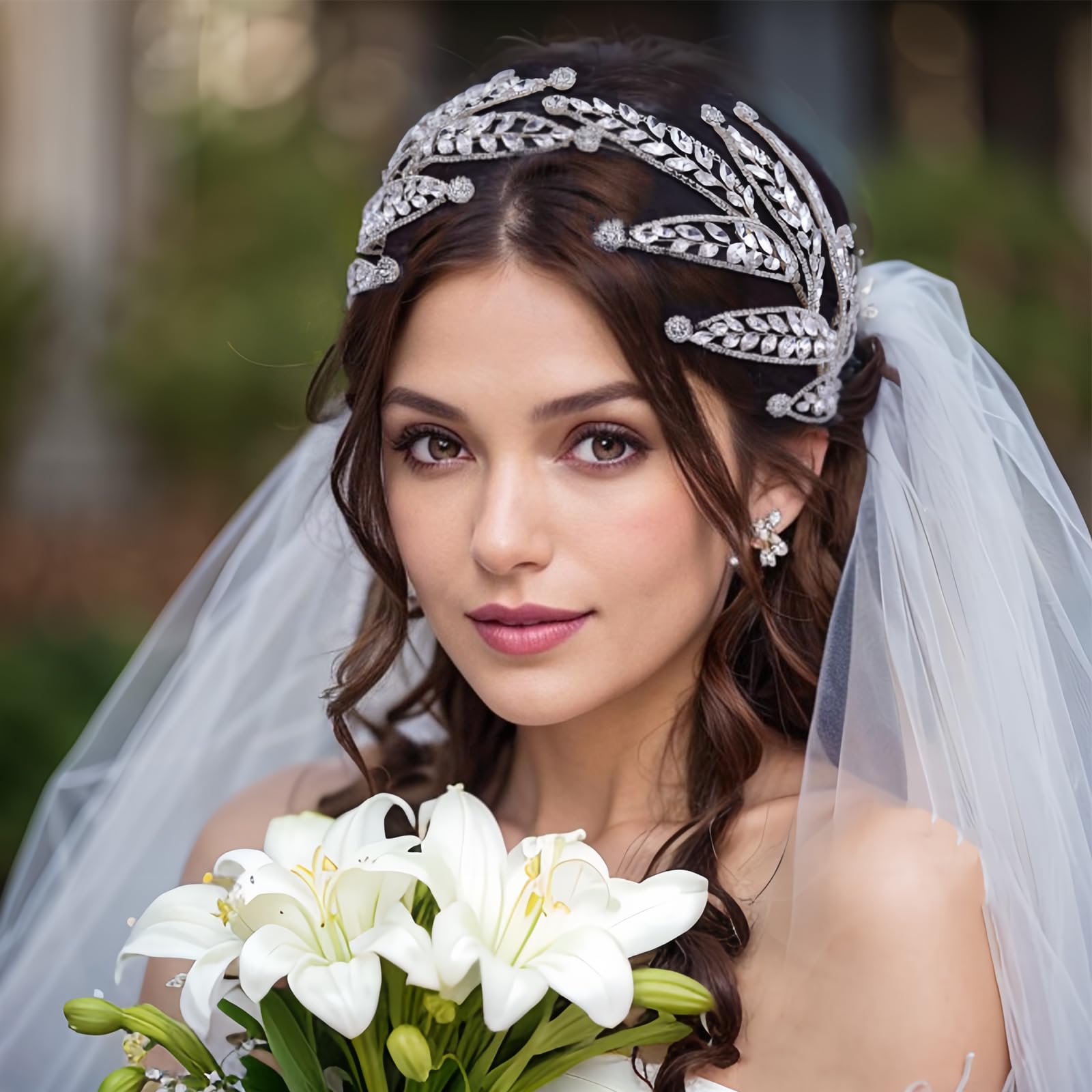 JWICOS Diadema De Cristal Con Diamantes De Imitación Para Mujer, Tocados De Novia Hechos A Mano Para Novias, Flores, Niñas, Accesorios Para El Cabello De Boda Para Baile De Graduación, Fiesta
