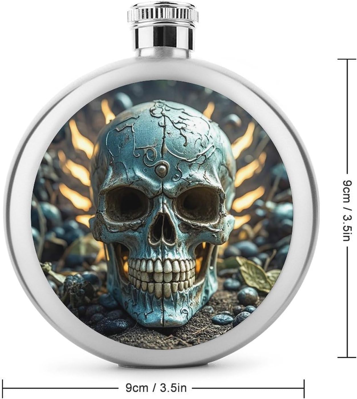 Cool Evil Skull Stainless Steel Flagon to 5 Oz with Screw Cap,Hip Flask for Men–Whiskey & Liquor Pocket Flask,Alcohol Flagon for Camping Drink Sports Outdoor Wine Bottle