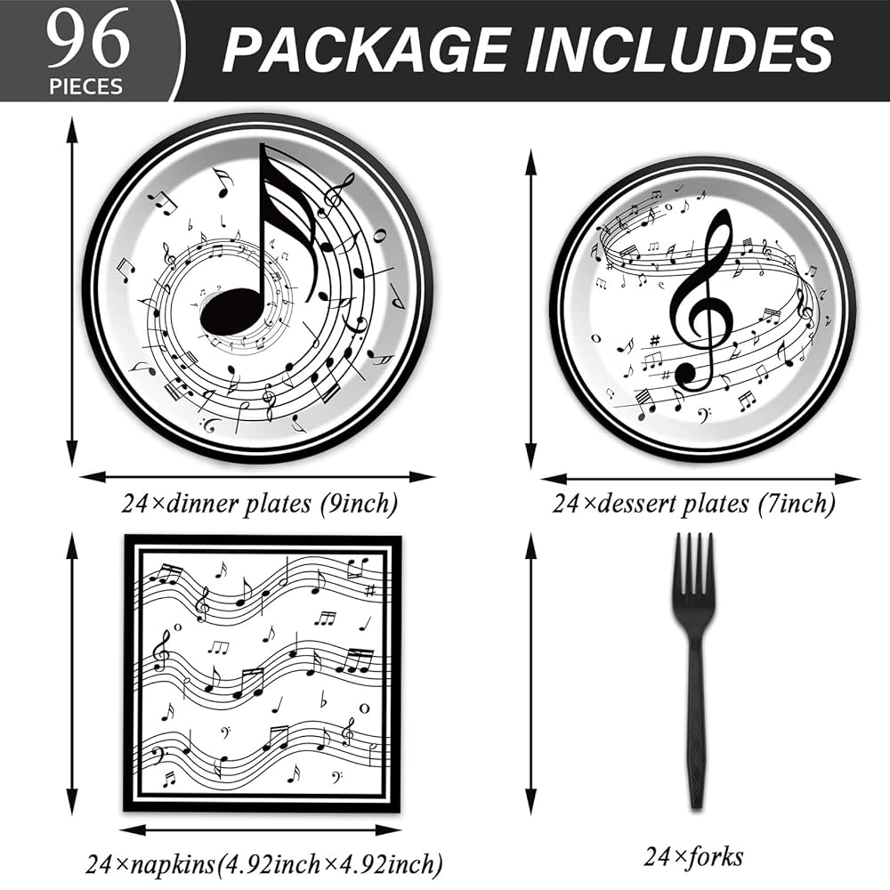 Amazon.com: ZOIIWA Musical Note Plates Napkins Music Themed