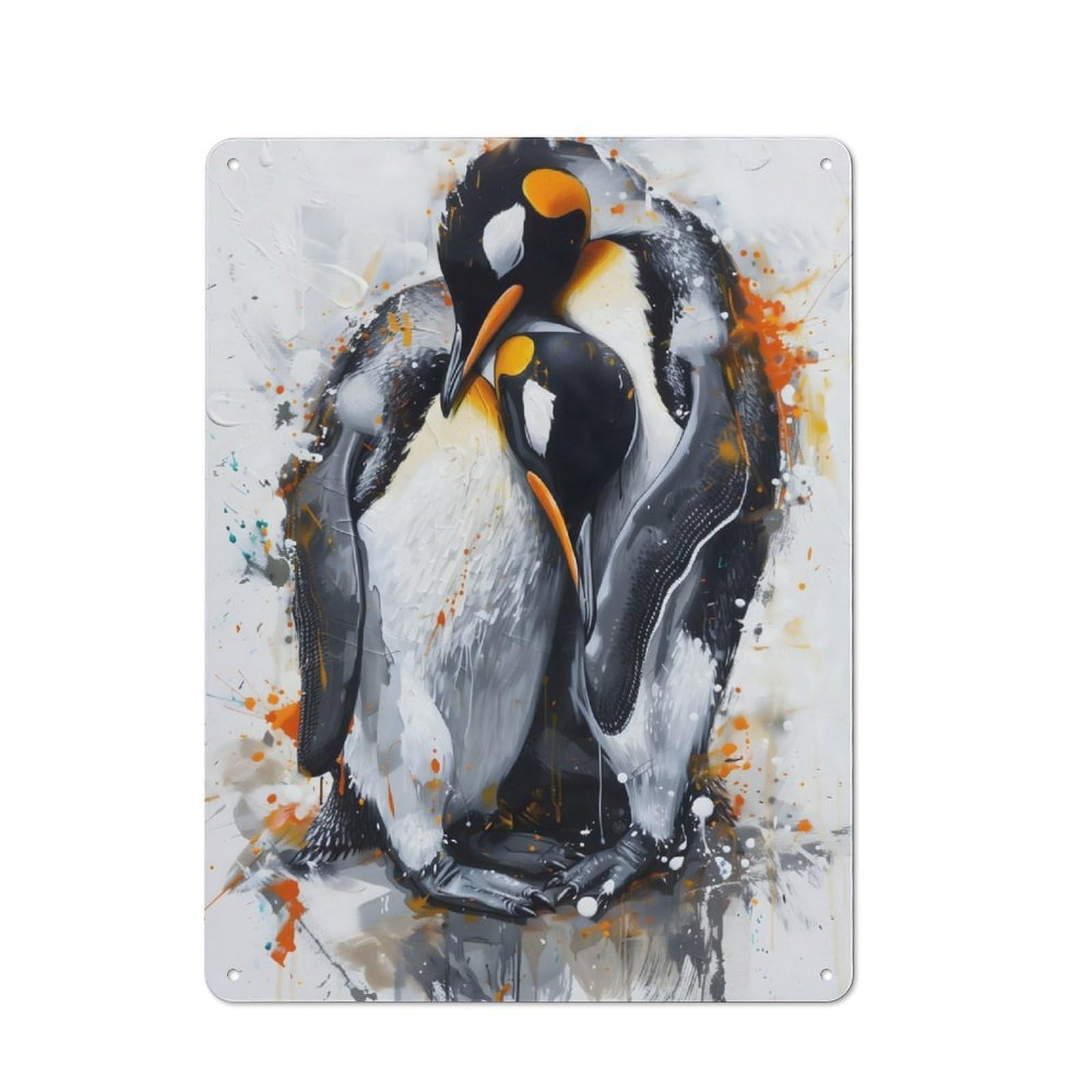 Loving Watercolor Penguins Retro Metal Wall Decor 40x30cm, Tin Wall Sign for Bakery, Diner, Cafe Or Family Room