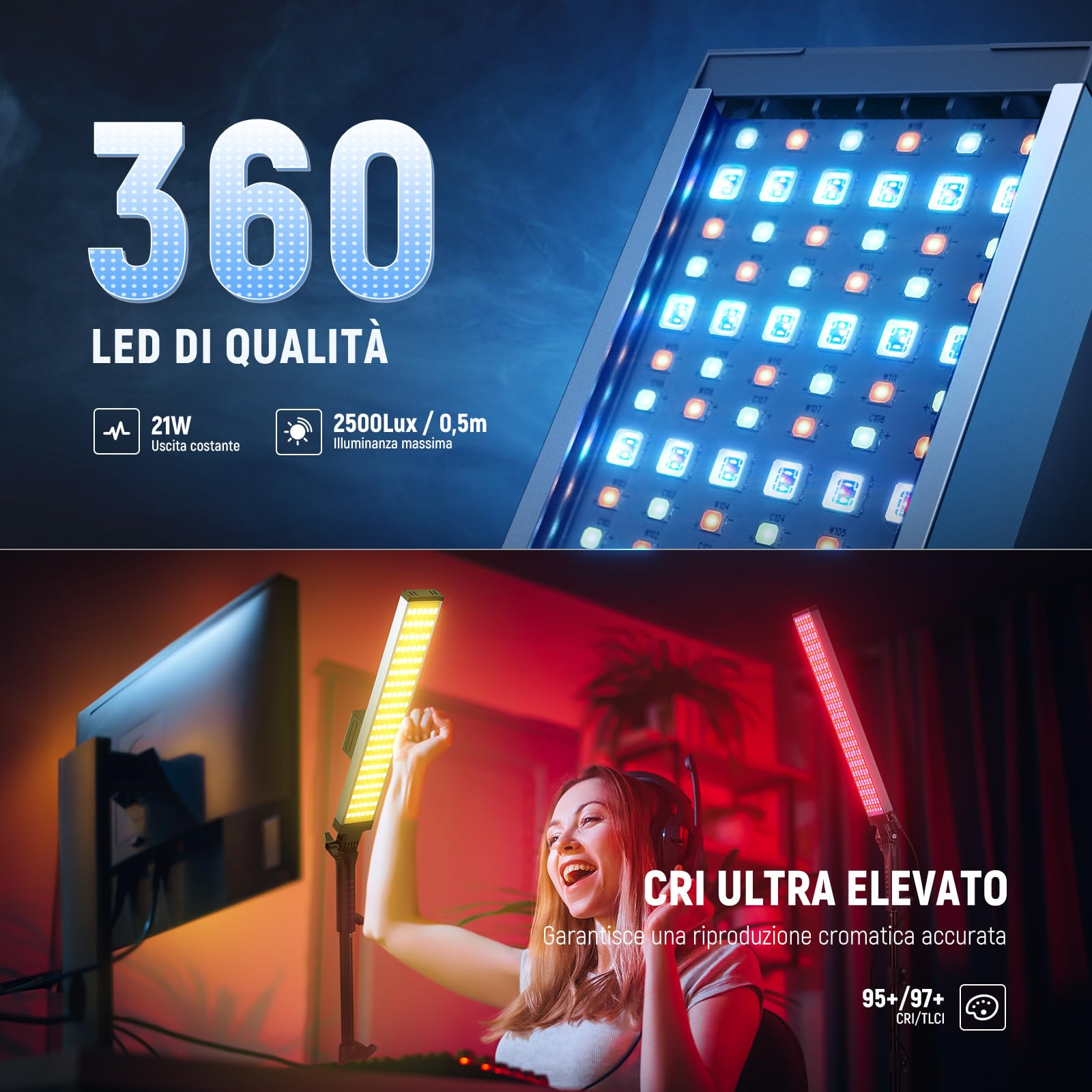 Bacchetta Luminosa Video NEEWER RGB Luce LED A Bastone Con APP Bacchetta Luminosa Video NEEWER RGB Luce LED A Bastone Con APP