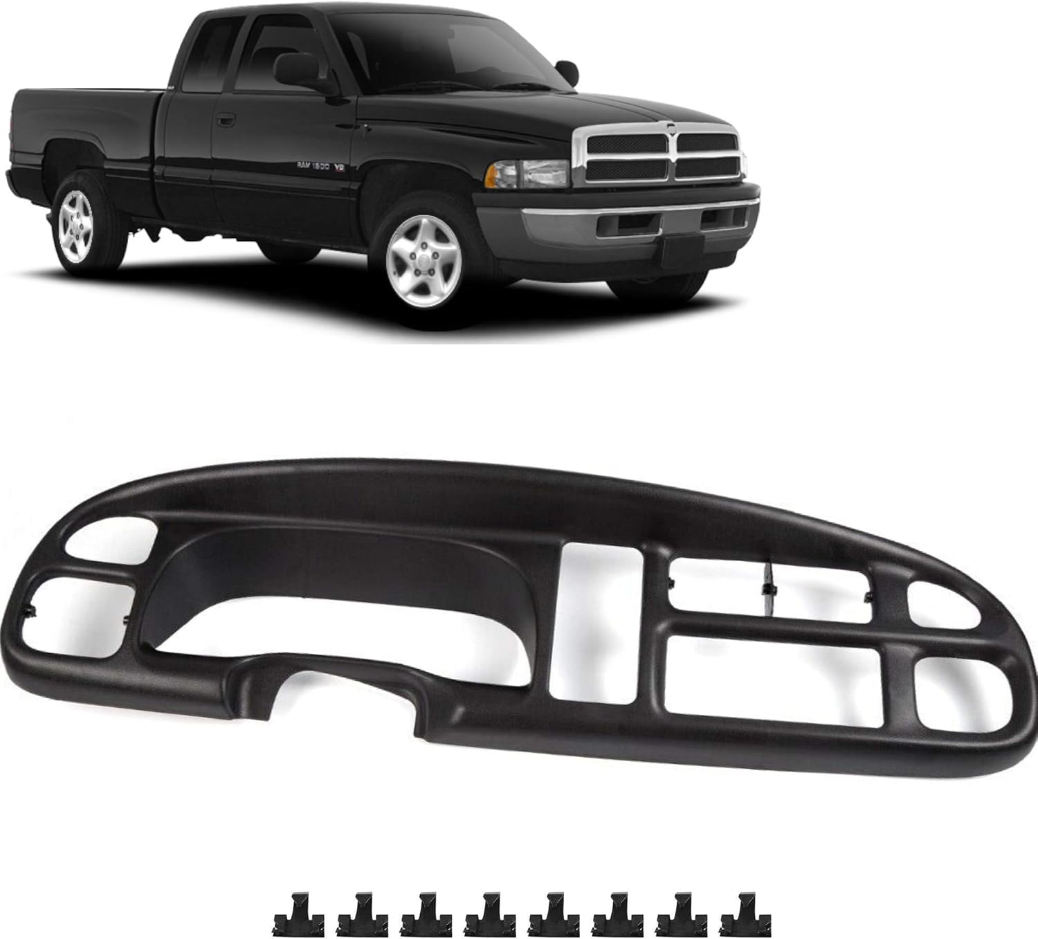 Dashboard Cluster Instrument Bezel Panel Plastic Replacement for 1998-2002 Dodge Ram