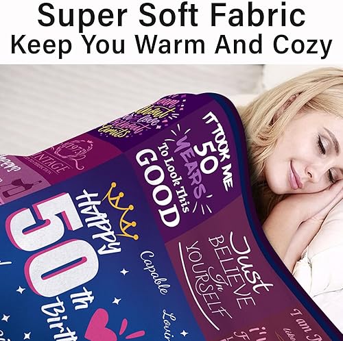 Miniatura 3 de MAUPIVAE Regalos de cumpleaños 50 para mujer, las mejores ideas de regalo de cumpleaños 50, decoraciones únicas de cumpleaños 50 para mujer, manta