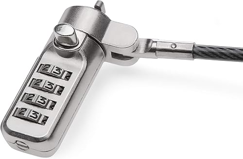 Miniatura 2 de Tienda Basics Combinación, bloqueo de cable de acero al carbono de 6 pies para computadora portátil, PC, monitores, proyectores, muelles