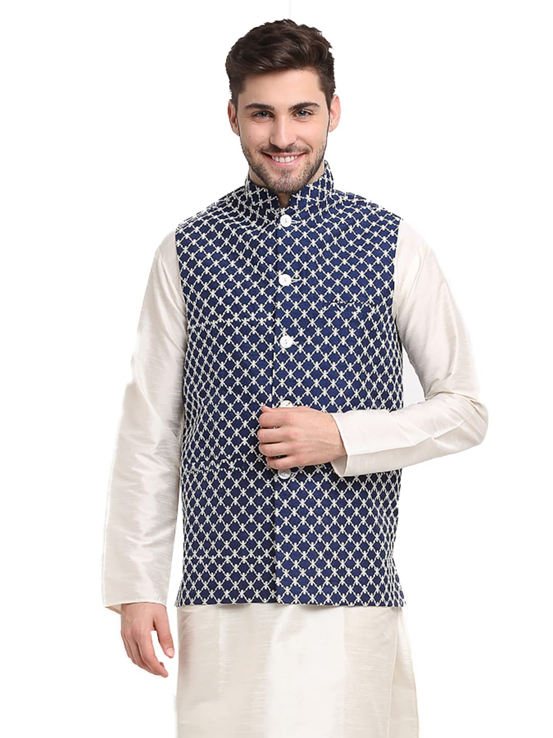 Embroidered Nehru Jacket.-image-31