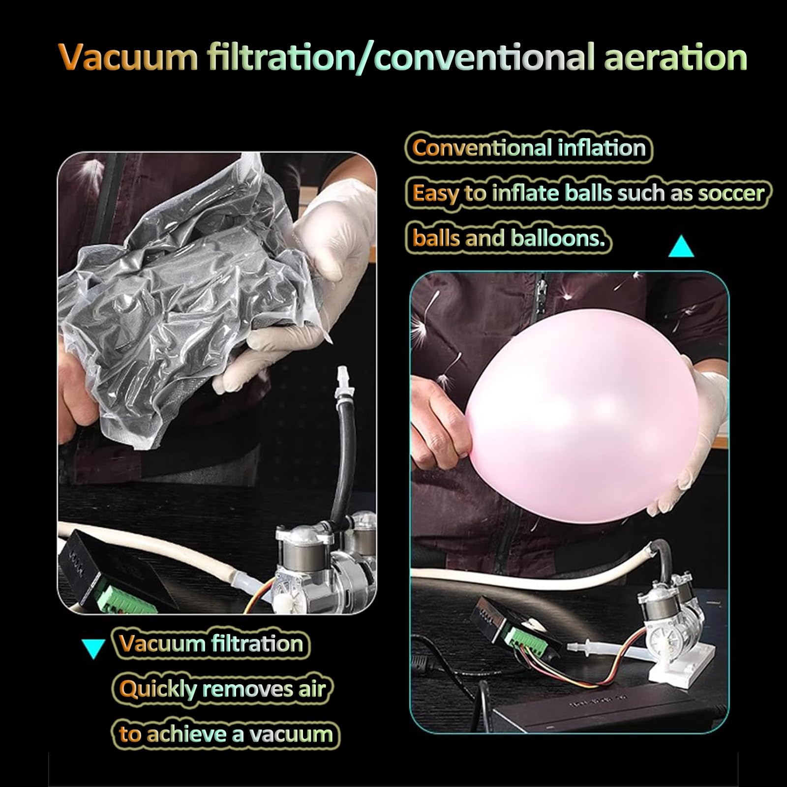 Minibomba De Vacío Sin Aceite, Bomba De Aire De Conversión De Frecuencia De 12 V CC Y 100 KPa, Caudal Ajustable De 10 L/min, Compatible con Filtración Al Vacío Y Aireación Convencional