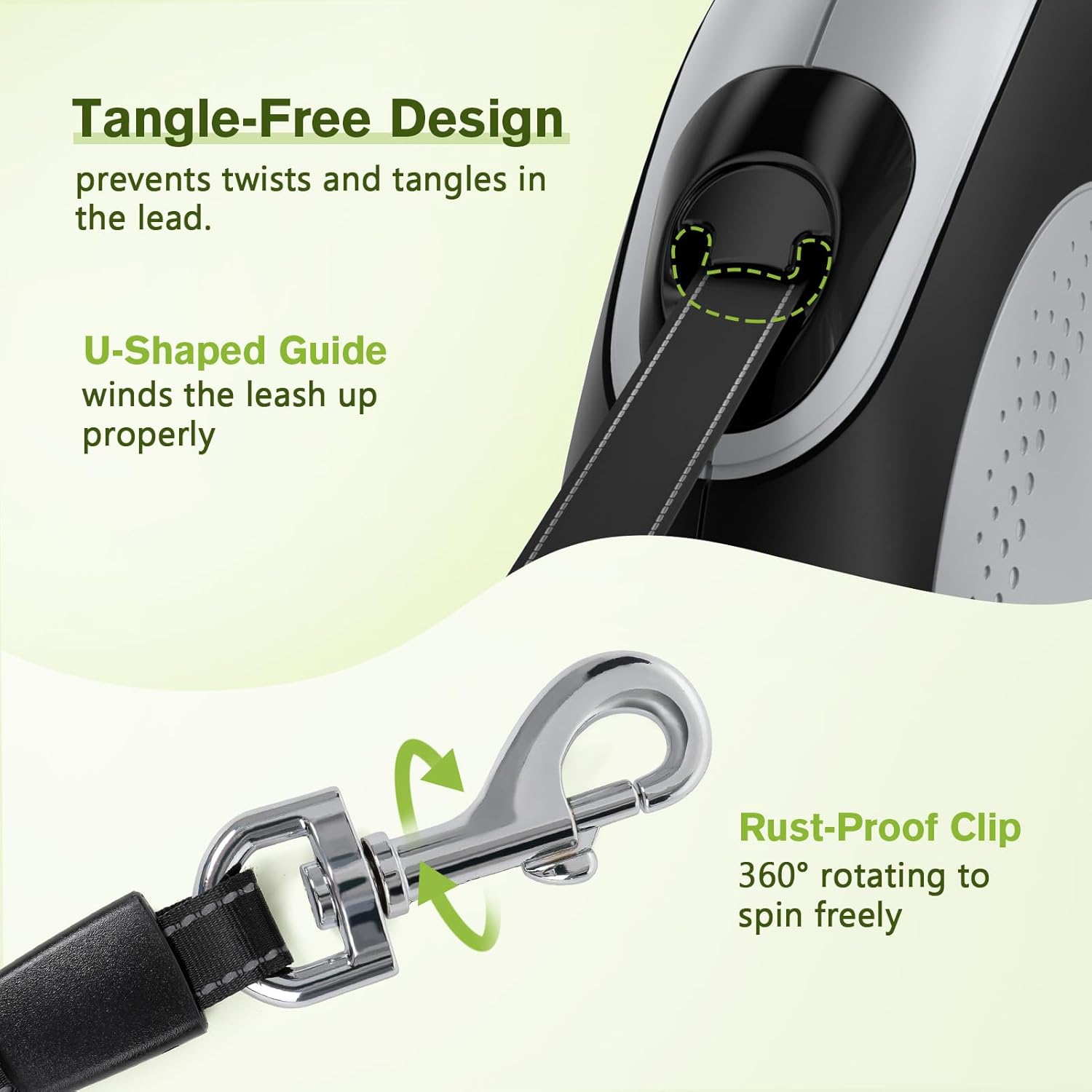 Pecute Extendable/Retractable Dog Leash, 8 Metres, Grey Straps with Reflective Bands for Daily Dog Walks|Dogs Accessories 6