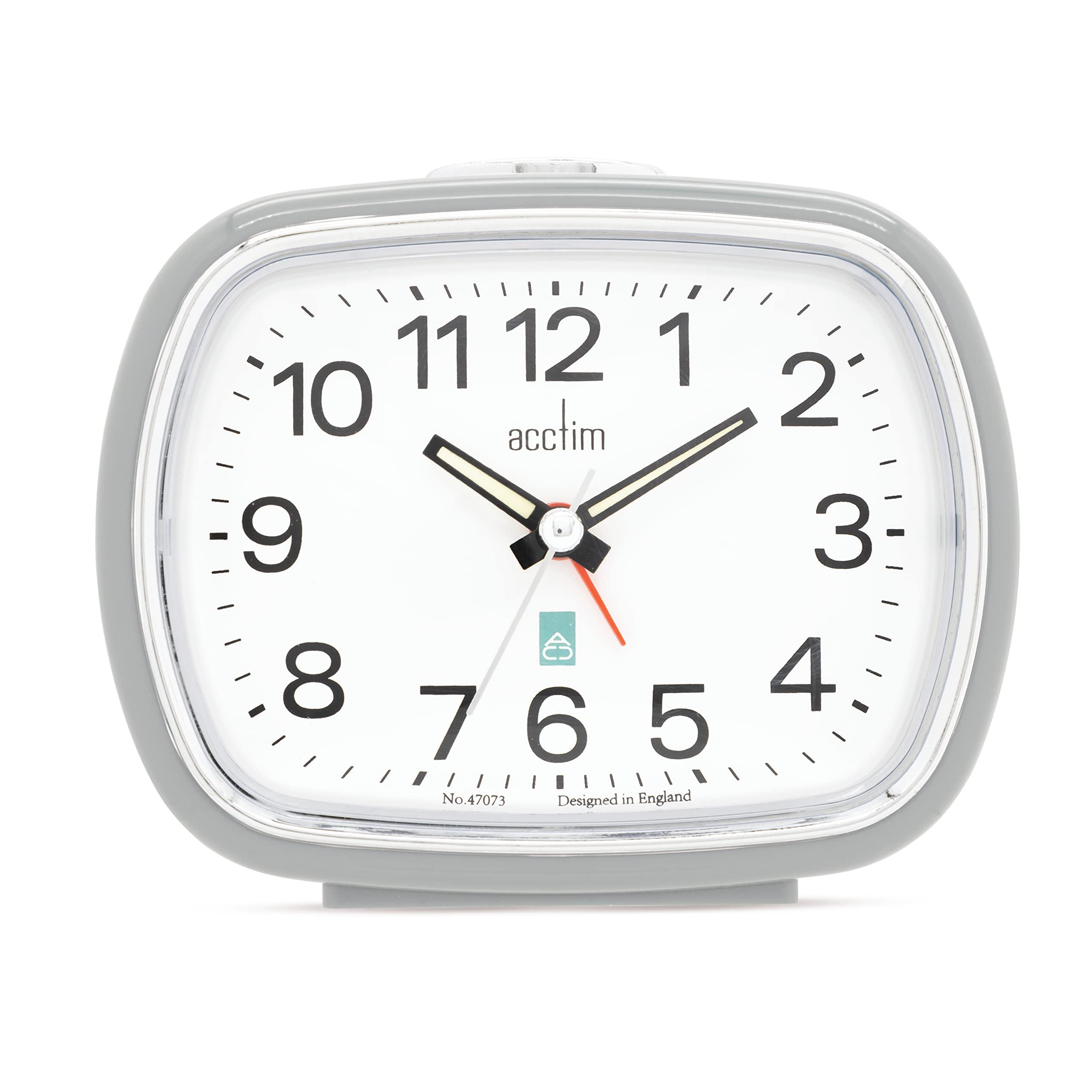 Acctim Camille Analogue Alarm Clock Quartz Luminous Hands Chrome Bezel (Pigeon Grey)