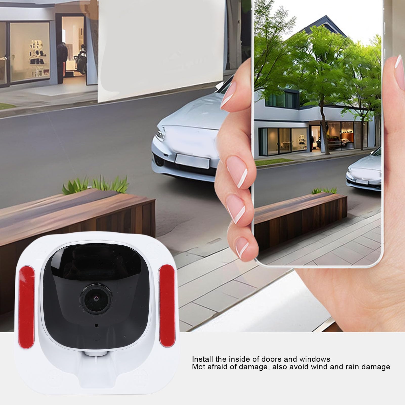 Bewinner Kamera Bezpieczeństwa 2K do Okien, Bezprzewodowa Kamera 4 MP z WiFi do Montażu na Szkle, Dwuzakresowa, 5 GHz-2,4 GHz, Szeroki Kąt Widzenia 140°, Alerty Ruchu AI, montaż Bez