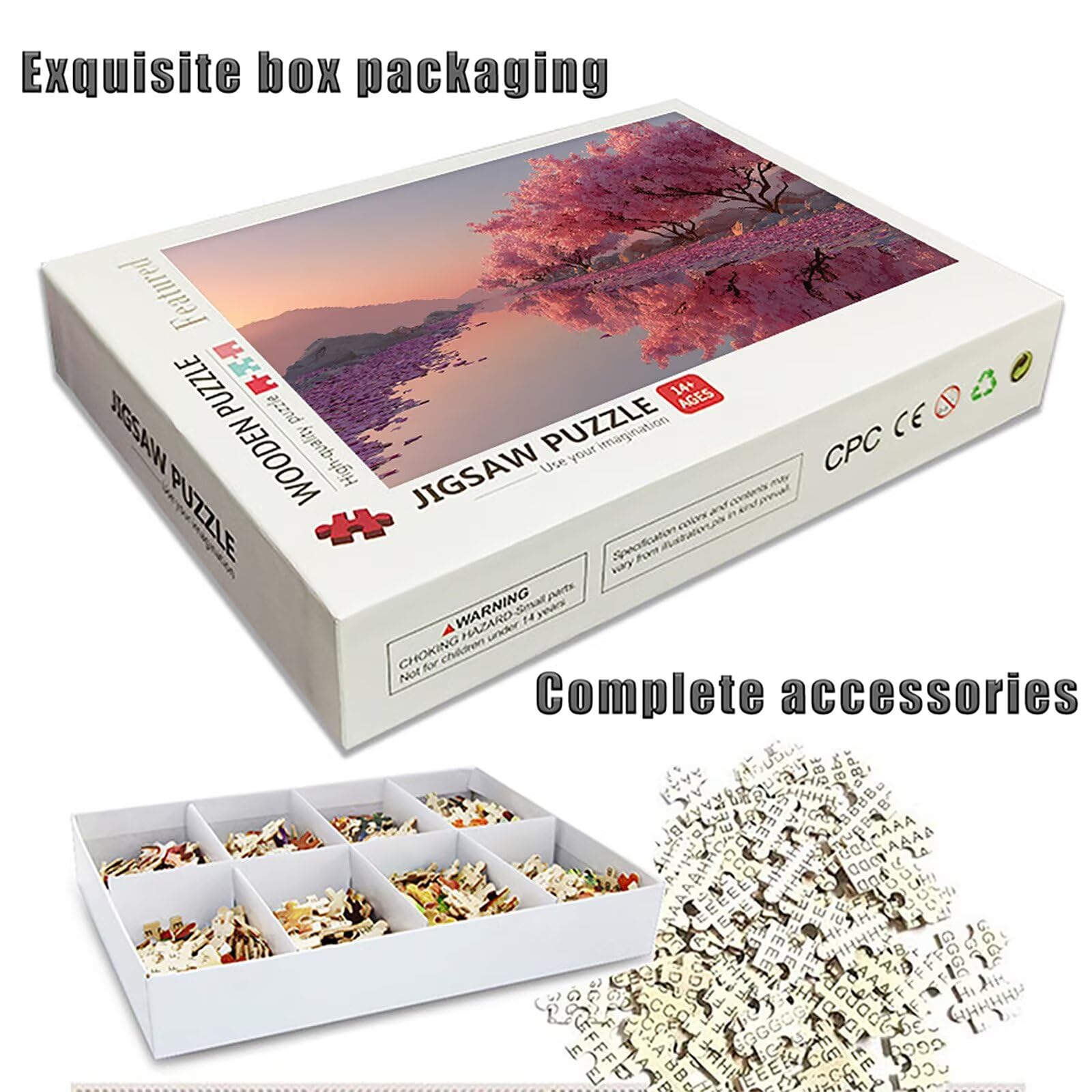 Puzzle Arte con Scatola Rosa, Albero Puzzle Legno 3000 Pezzi Adulti 122x81cm, DIY Classici Gioco, Attività di Intrattenimento ad Alta Difficoltà, Jigsaw Per Tutta La Famiglia, Regalo Donna, 4-7432