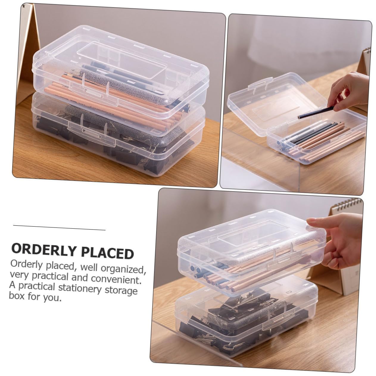 WOONEKY Scatola per Cancelleria in Plastica Pp 6 Pezzi, Organizer Pratico e Conveniente, Design Semplice e Delicato, la Scuola e L'ufficio