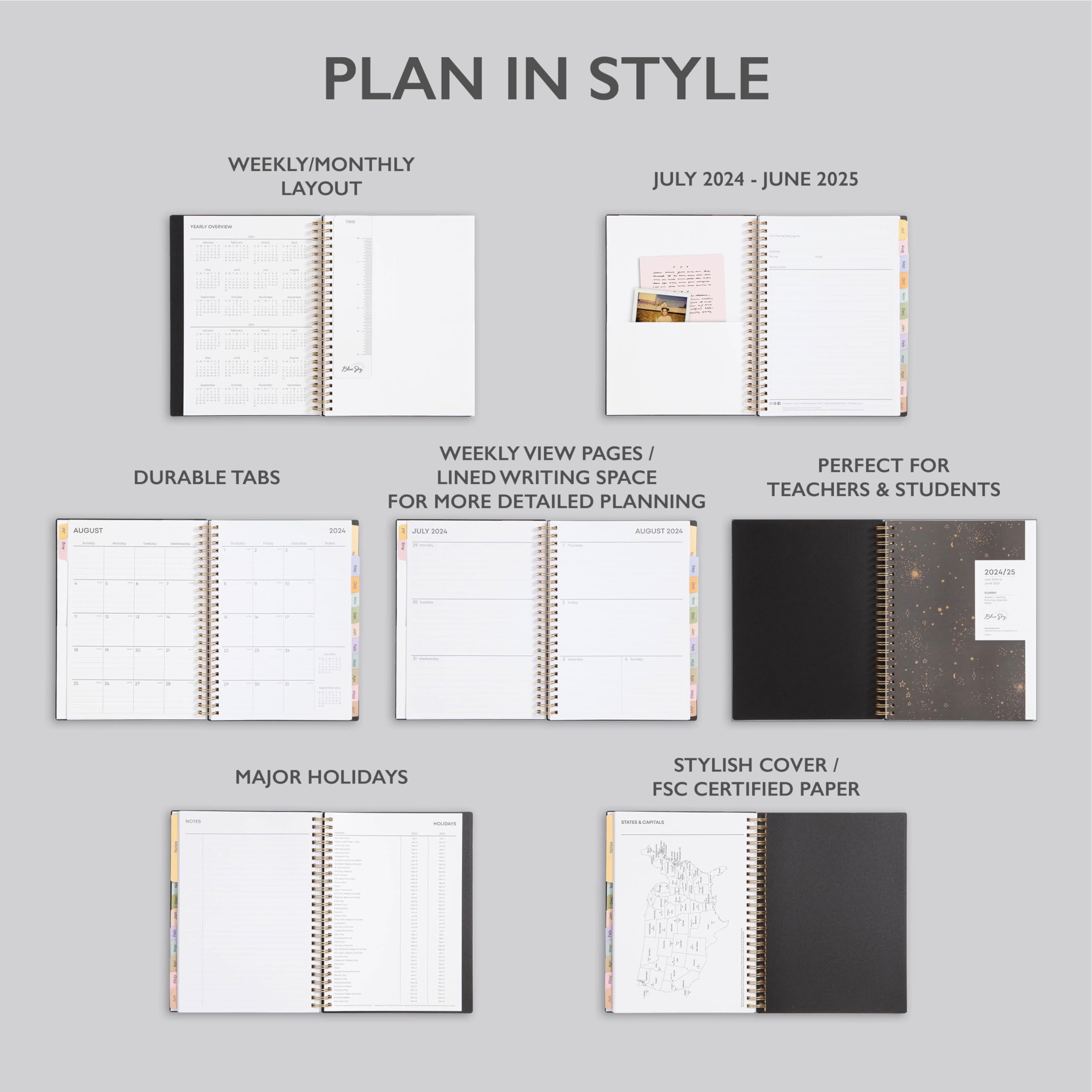 その他 Free & Easy Blue Sky 2024-2025 Academic Year Weekly and Monthly Planner, 5
