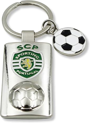 Dupla Sporting CP Metal Keychain with Embossed Club Crest and Soccer Ball Charm