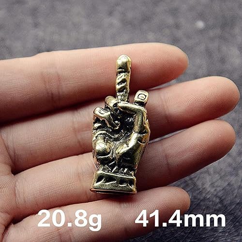 Miniatura 2 de Estatua erecta de mano de latón con dedo medio, estatua de bolsillo de mano de cobre, decoración de escritorio para el hogar