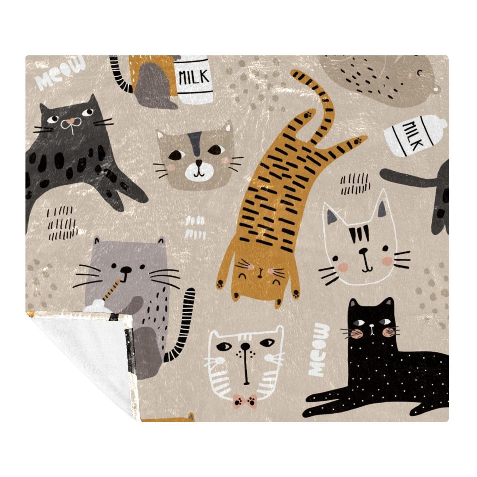 Couverture douce motif chats parfaits pour vos soirées cinéma sur le canapé ou en voyage