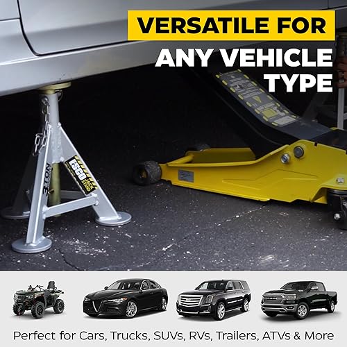 Miniatura 19 de ESCO 3 toneladas de rendimiento corto perfil bajo Jack Stands, 1 par