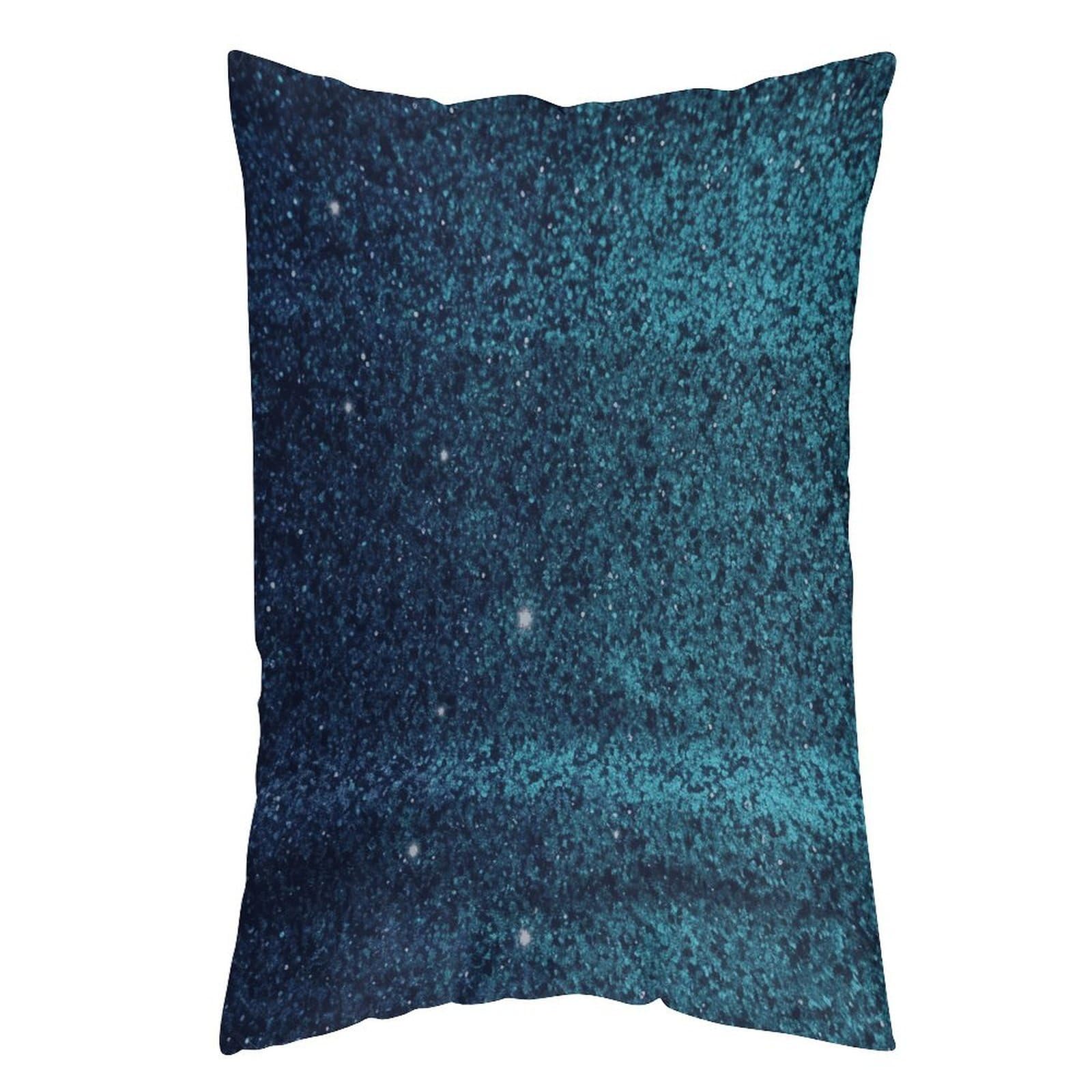 LDGSUPH Teal Glitter Pillow Cases Soft Pillowcase with Invisible Zipper Wrinkle Resistant Pillow Covers Breathable Removable Pillow Protector for Bed Sofa Car 16 "x24