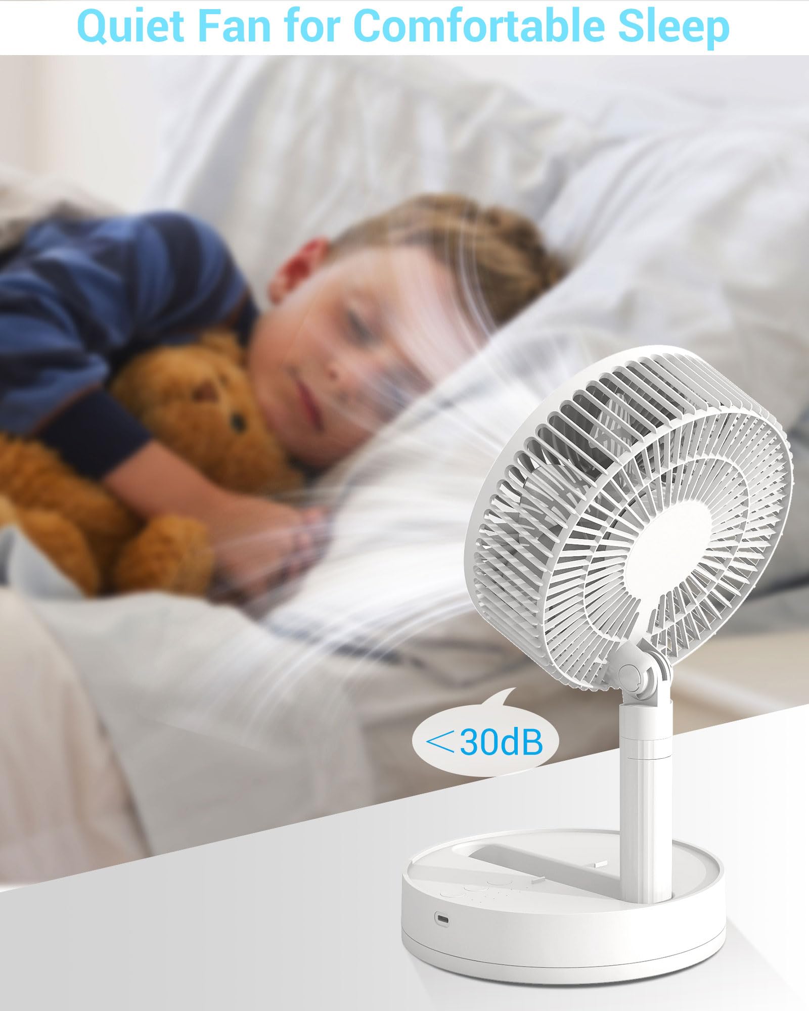 Petit ventilateur 6 pouces 3600mAh Ventilateur de table à piles Ventilateur osci