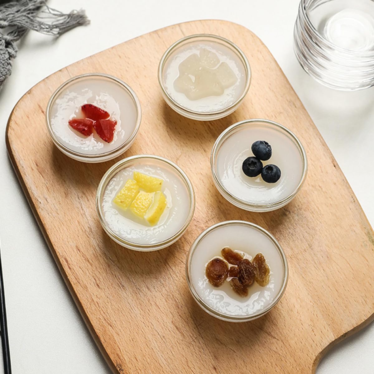 Set da 10 Ciotole Impilabili in Vetro per Dessert e Macedonia Coppette Monoporzione da 45 Ml Coperchio, Perfette per Gelatine e Snack