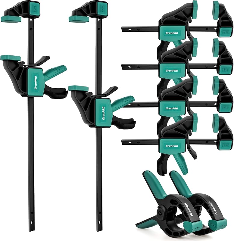 GRENPRO 8-Pack Bar Clamps for Woodworking, 12" and 6" Bar Clamps | Wood Working Clamp Sets, Quick Clamps F Clamp with 150 LBS Load Limit