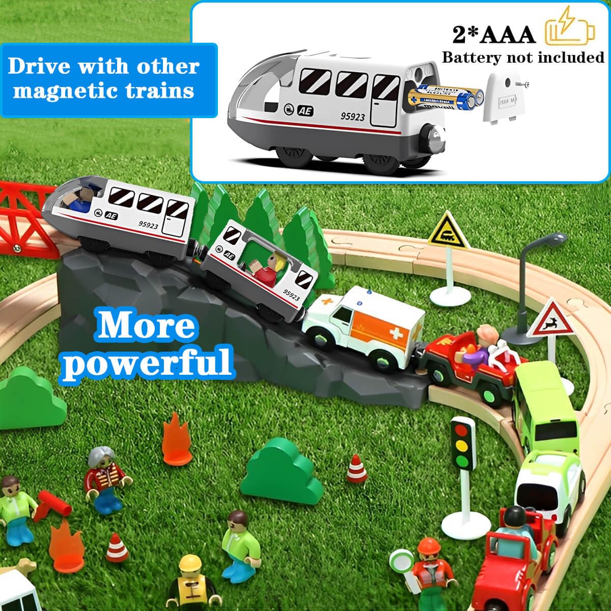 Train Magnétique Électrique à Pile LiRiQi - Compatible Brio Thomas - Jouet Éducatif Enfants