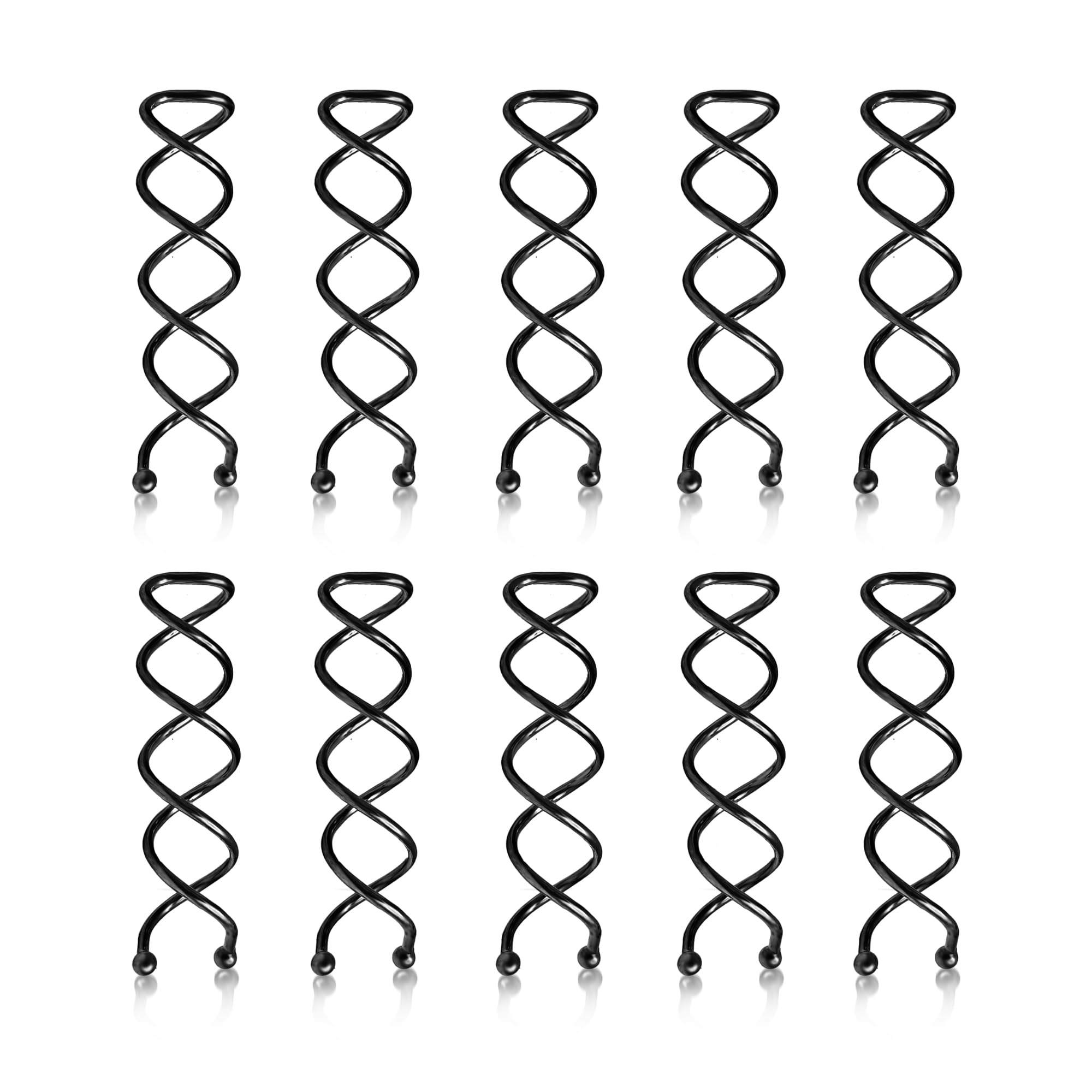 Sanas spiral hair pins 10pcs hair accessories For Women's hair twists spirals twisted metal easy hair bun maker cute hair pins hair bun accessories spin pins bobby pins For hair 10 pcs, Black