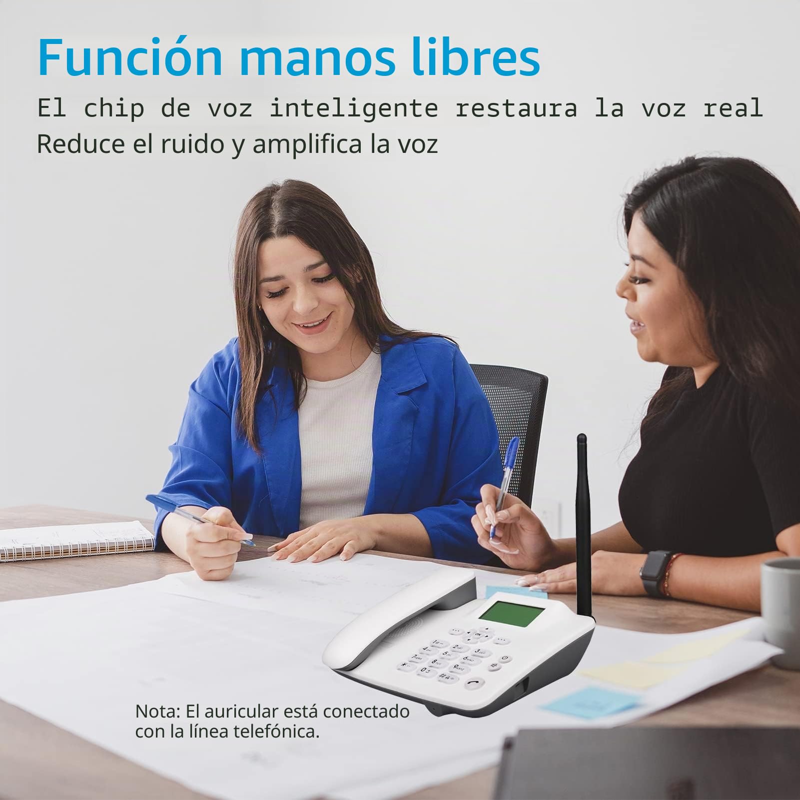 Teléfono inalámbrico Fijo Teléfono de Escritorio 4G Soporte gsm 850/900/1800/1900 MHz Tarjeta SIM Teléfono inalámbrico con Antena Radio Reloj Despertador Función SMS para la casa Centro de
