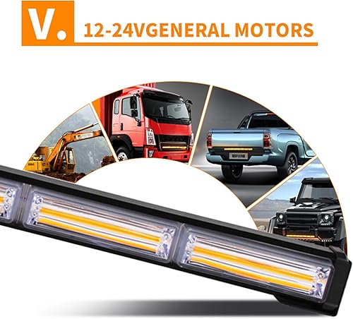 Miniatura 6 de Luces estroboscópicas para camión de trabajo, luces estroboscópicas de emergencia de alto brillo para camiones, barra de luz LED ámbar impermeable