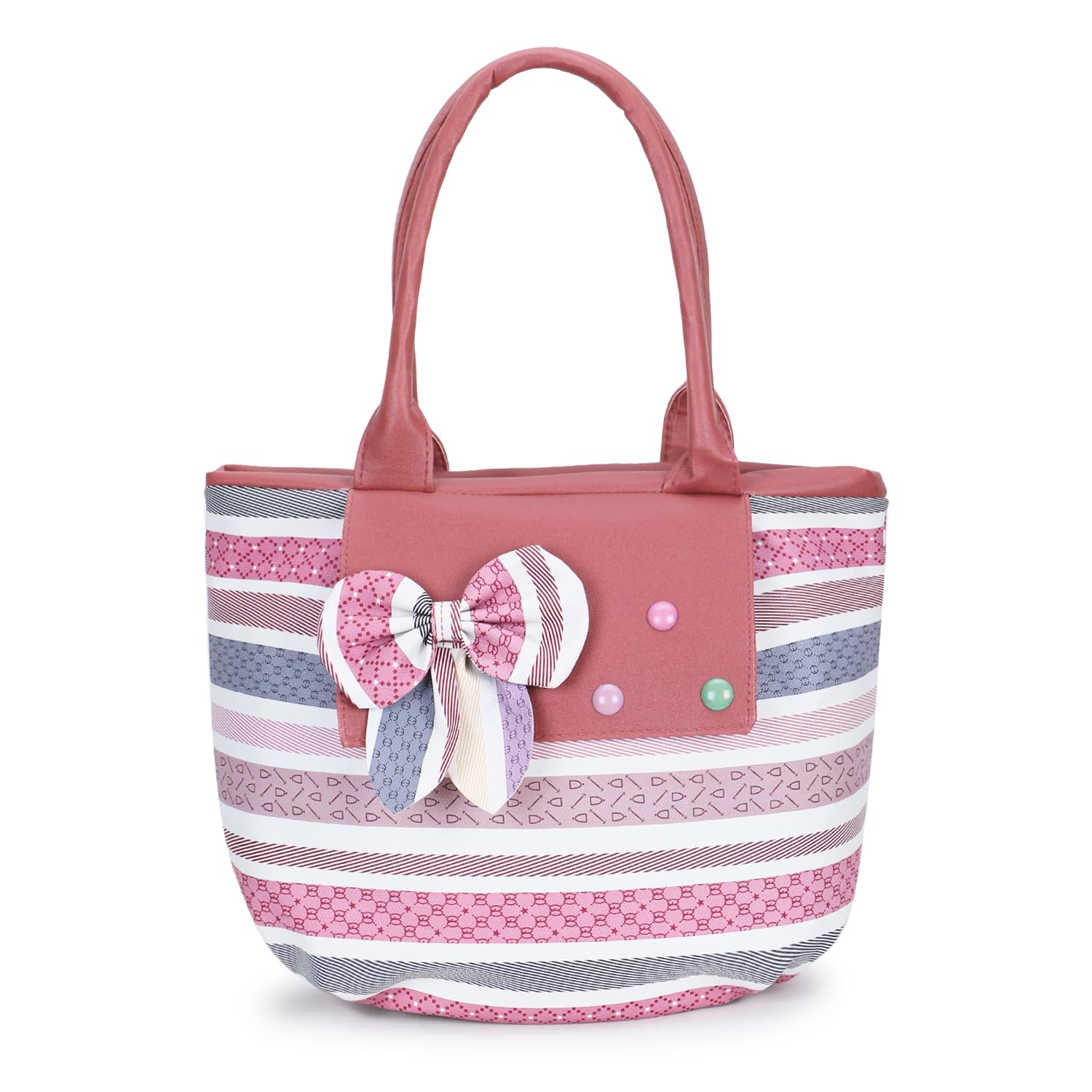 claspnclutch Women Ethnic Pattern Handbag with Dual Compartments, Zip Pockets, and Front Bow-picture-13