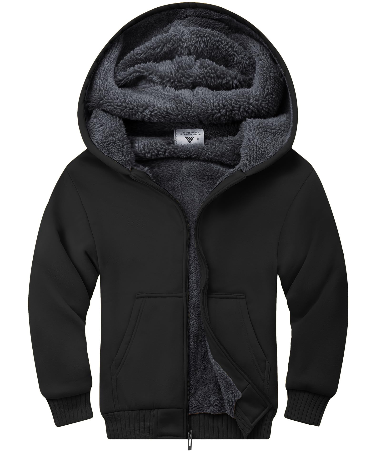 SwissWell Fleecejacke Kinder Jungen Warme Gefüttert Sweatjack Fleece Jacke mit Kapuze Jungen Winterjacke Kapuzenjacke für Kinder mit Reißverschluss Kuscheljacke
