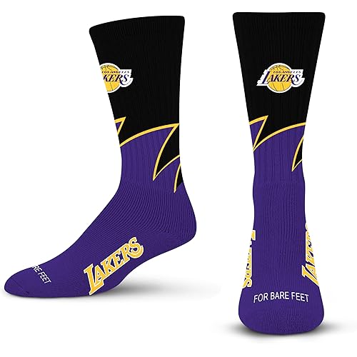 For Bare Feet NBA Unisex Black Wave Crew Sock Nba Large