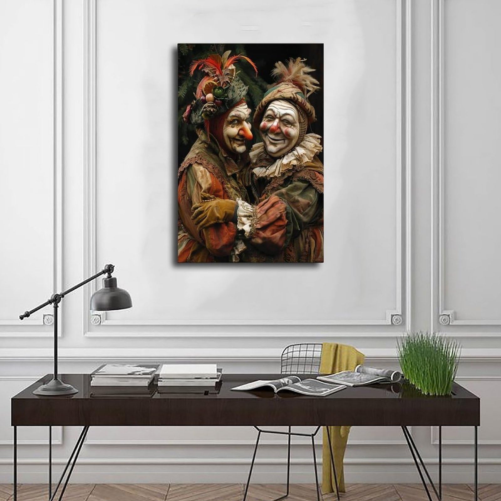 QGVBGF Elegante poster su tela con scena Commedia Dell'Arte, decorazione per camera da letto, ufficio, camera da letto, regalo, 60 x 90 cm