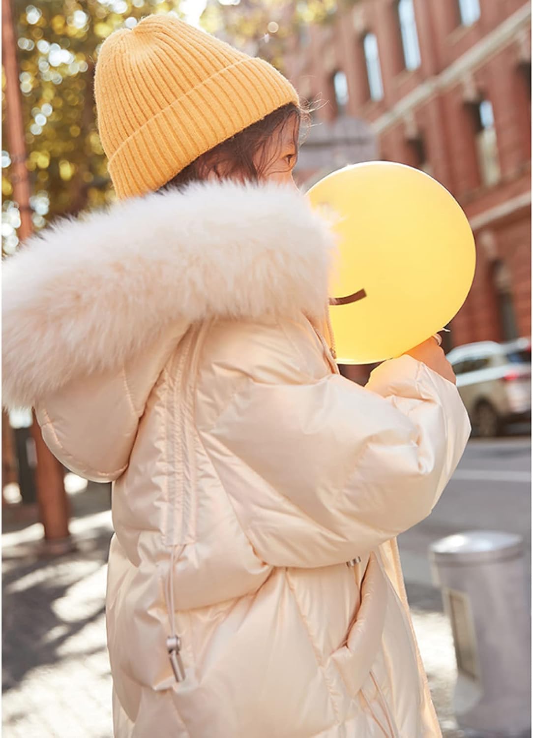 [KAPE1] 女の子 秋冬 ダウンコート ダウンジャケット 中綿ジャケット ファーフード付き 防寒 通園 通学 ダウン ロングコー