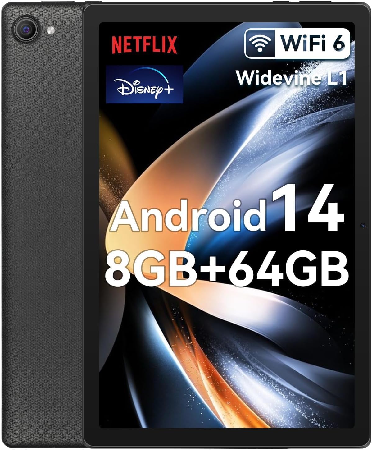 HotLight Tablet 10 Inch Android 14 Octa-Core Processor, Face ID, OTG, 8GB + 64GB + 1TB Extension, 1280 x 800 IPS, Support Split Screen, WiFi 6, BT5.3, Dual Camera 5MP + 8MP,