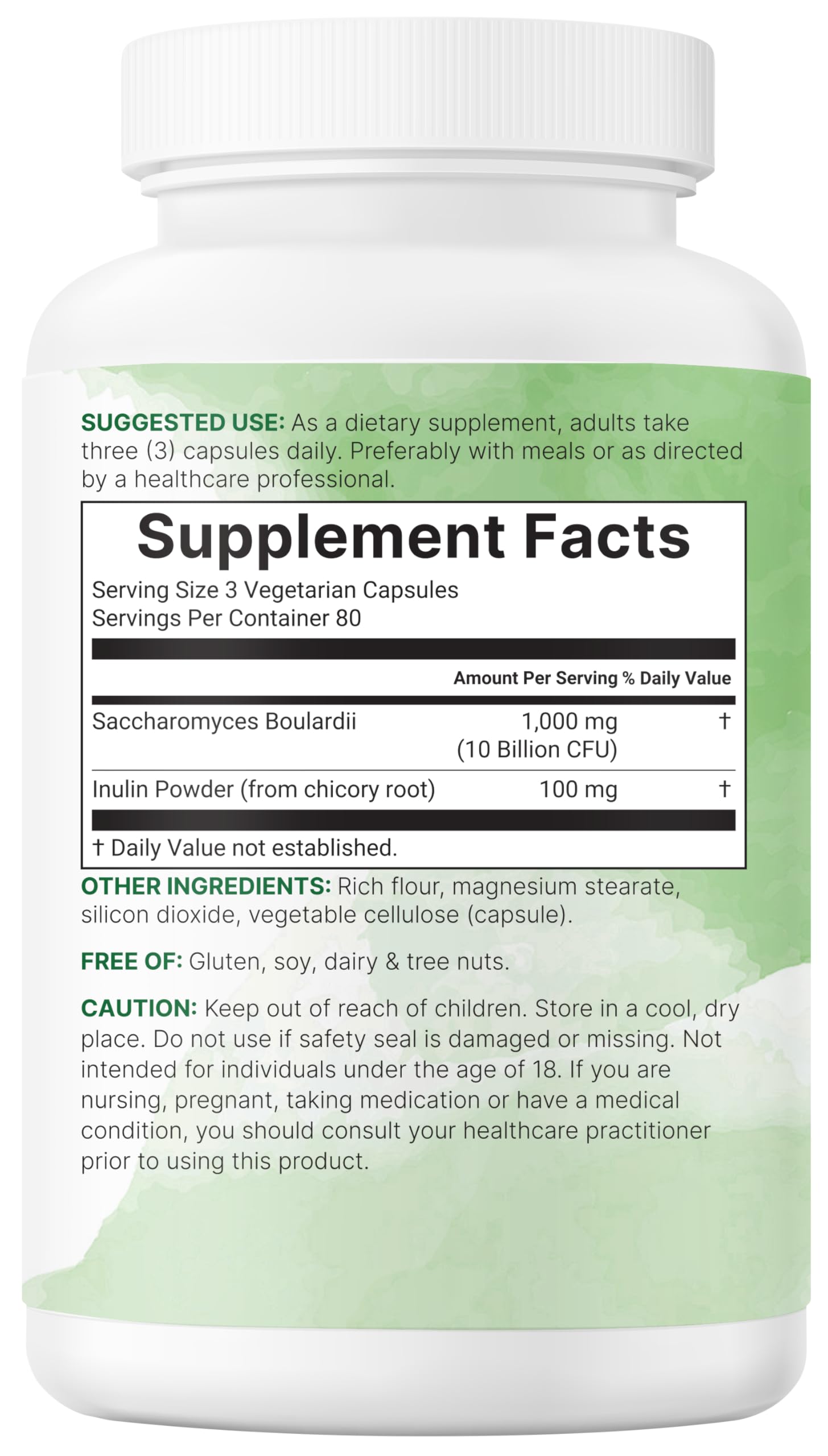 Saccharomyces Boulardii 10 Billion CFU with Prebiotic Inulin, 240 Capsules — Amazon image 6