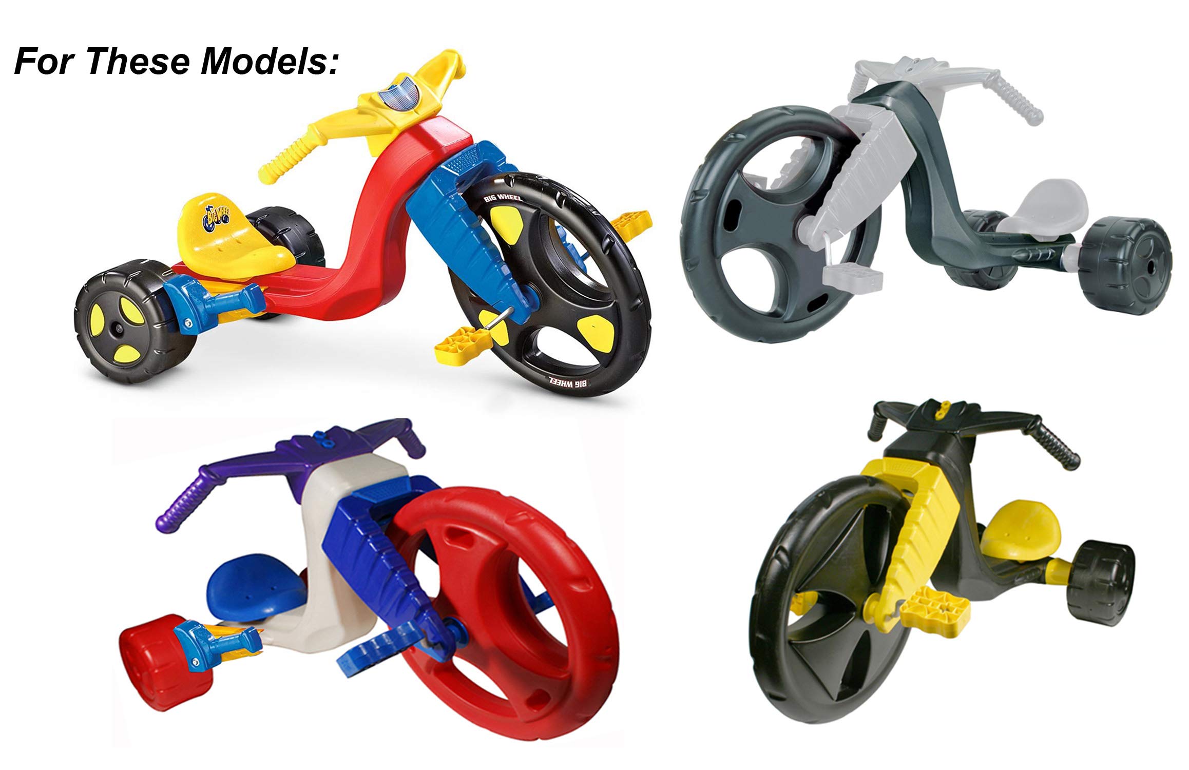 Set of 2 Yellow Wheel Inserts for The Original Big Wheel Spin-Out Racer/Mighty Wheels, Original Replacement Parts