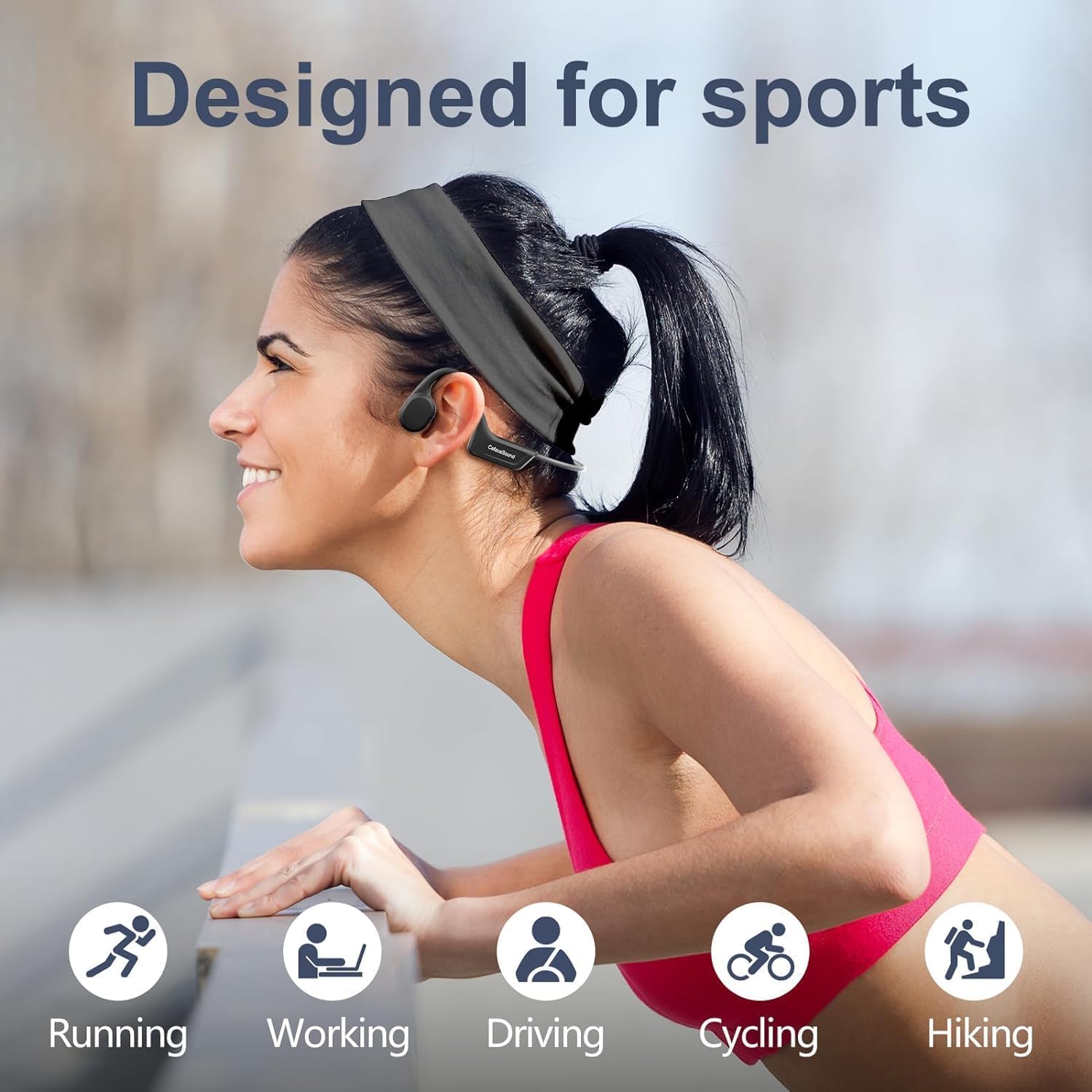 Cuffie a conduzione ossea, auricolari wireless impermeabili IPX7, auricolari aperti Bluetooth 5.3 con microfono, 10 ore di riproduzione per corsa, ciclismo, escursionismo, palestra,